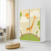 Möbel Klebefolie Mountain Giraffe - IKEA Pax Schrank 201 cm Höhe - Schiebetür 75 cm - Kinderzimmer