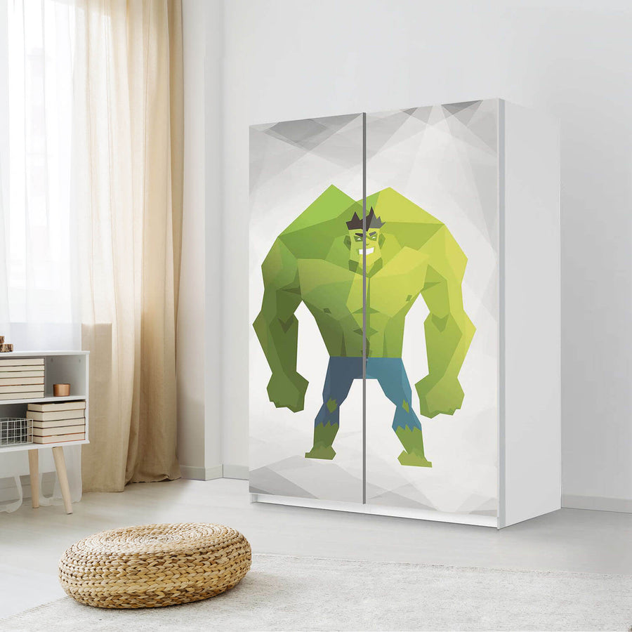 Möbel Klebefolie Mr. Green - IKEA Pax Schrank 201 cm Höhe - Schiebetür 75 cm - Kinderzimmer