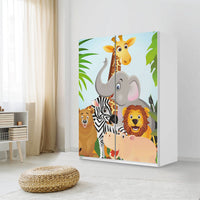 Möbel Klebefolie Wild Animals - IKEA Pax Schrank 201 cm Höhe - Schiebetür 75 cm - Kinderzimmer