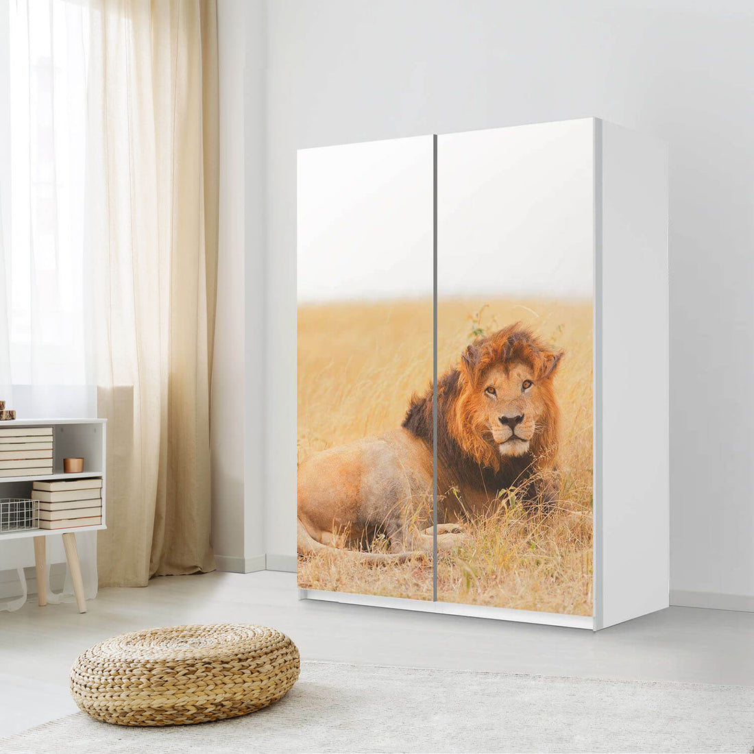 Möbel Klebefolie Lion King - IKEA Pax Schrank 201 cm Höhe - Schiebetür 75 cm - Schlafzimmer