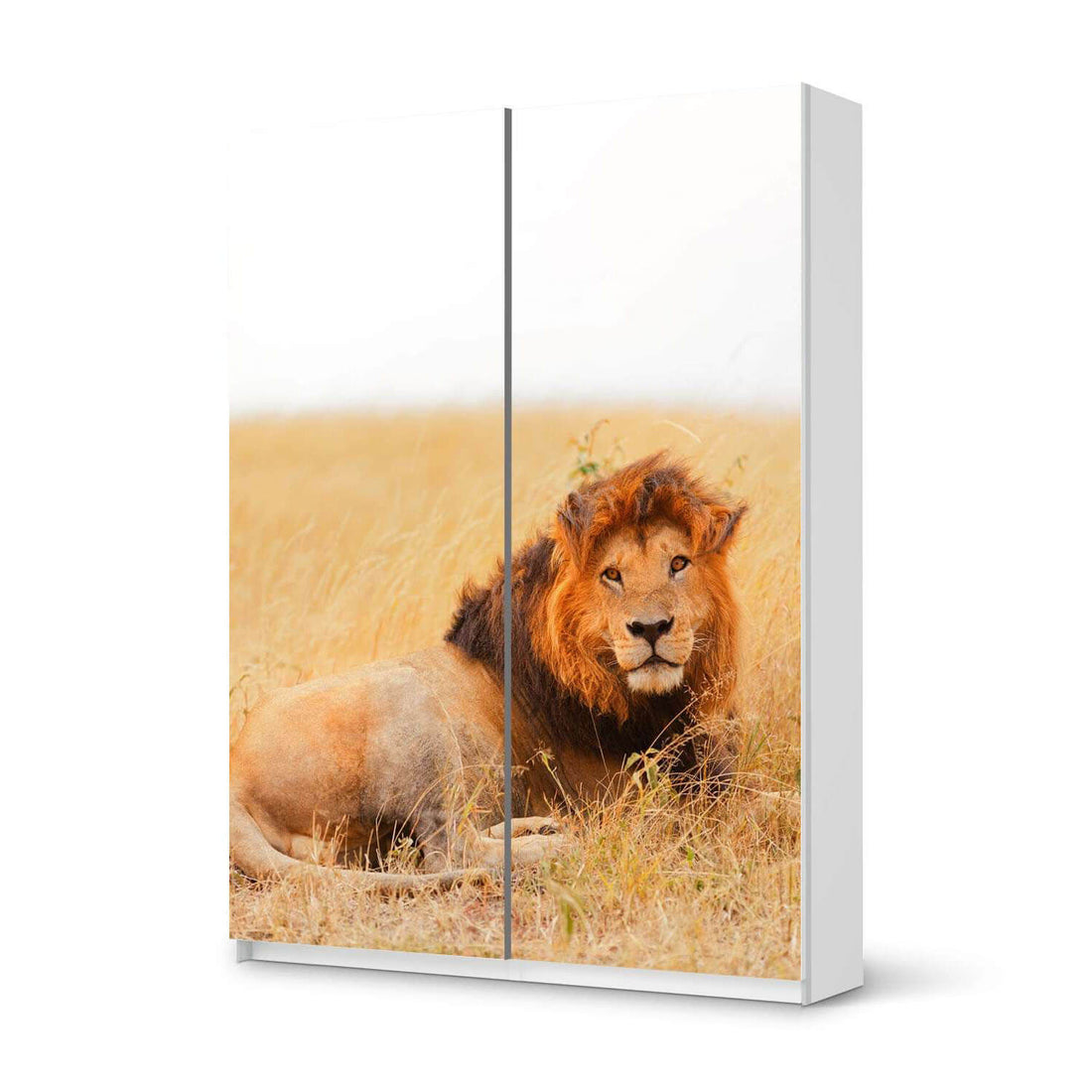 Möbel Klebefolie Lion King - IKEA Pax Schrank 201 cm Höhe - Schiebetür 75 cm - weiss