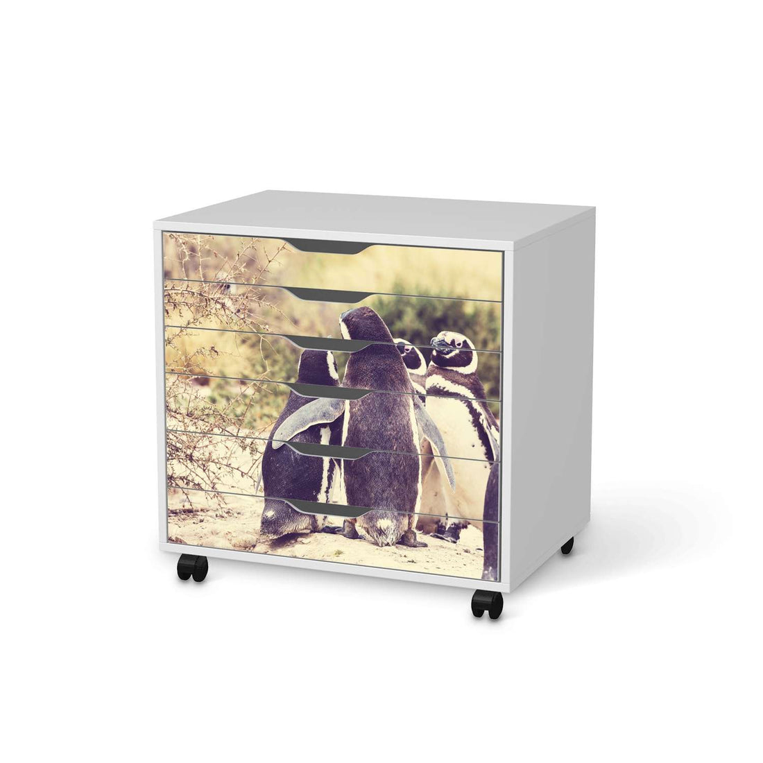 Möbelfolie Pingu Friendship - IKEA Alex Rollcontainer 6 Schubladen - weiss