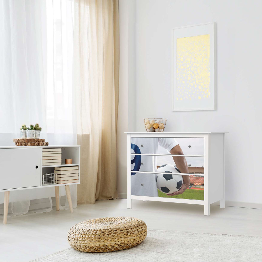 Möbelfolie Footballmania - IKEA Hemnes Kommode 3 Schubladen - Kinderzimmer