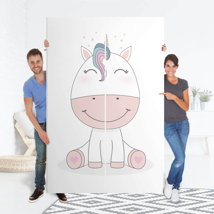 Möbelfolie IKEA Baby Unicorn - IKEA Pax Schrank 236 cm Höhe - Schiebetür 75 cm - Folie