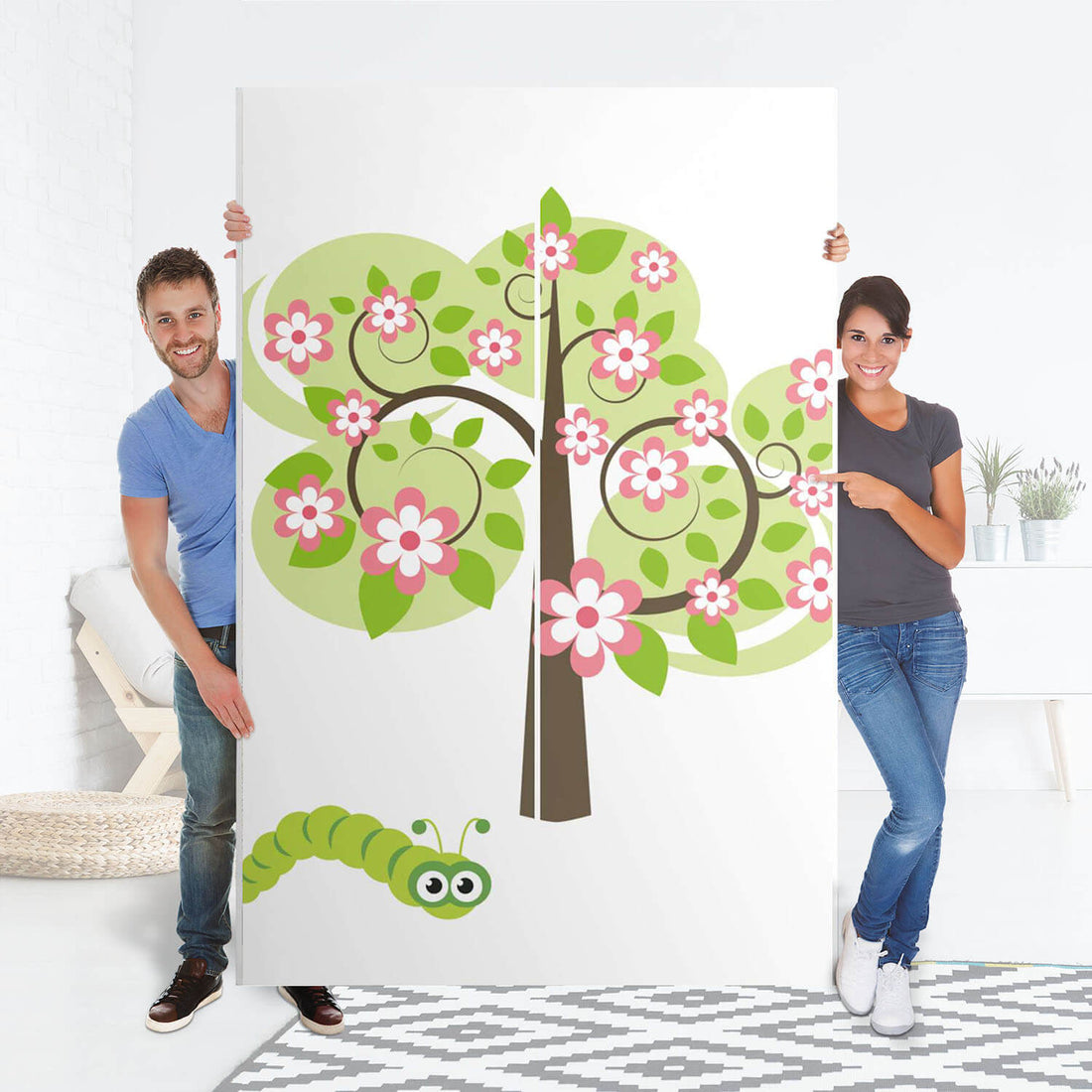 Möbelfolie IKEA Blooming Tree - IKEA Pax Schrank 236 cm Höhe - Schiebetür 75 cm - Folie