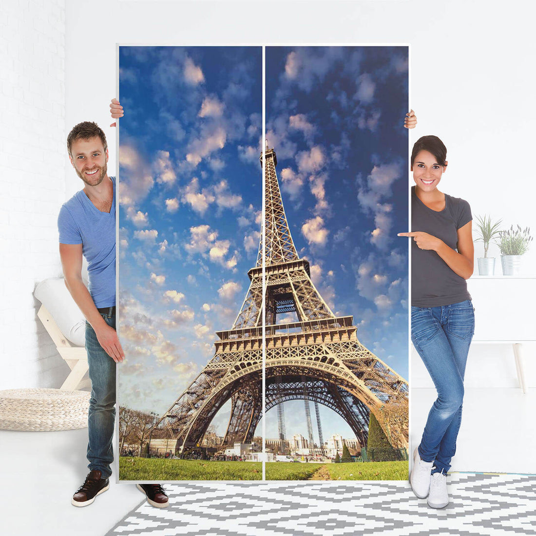 Möbelfolie IKEA La Tour Eiffel - IKEA Pax Schrank 236 cm Höhe - Schiebetür 75 cm - Folie