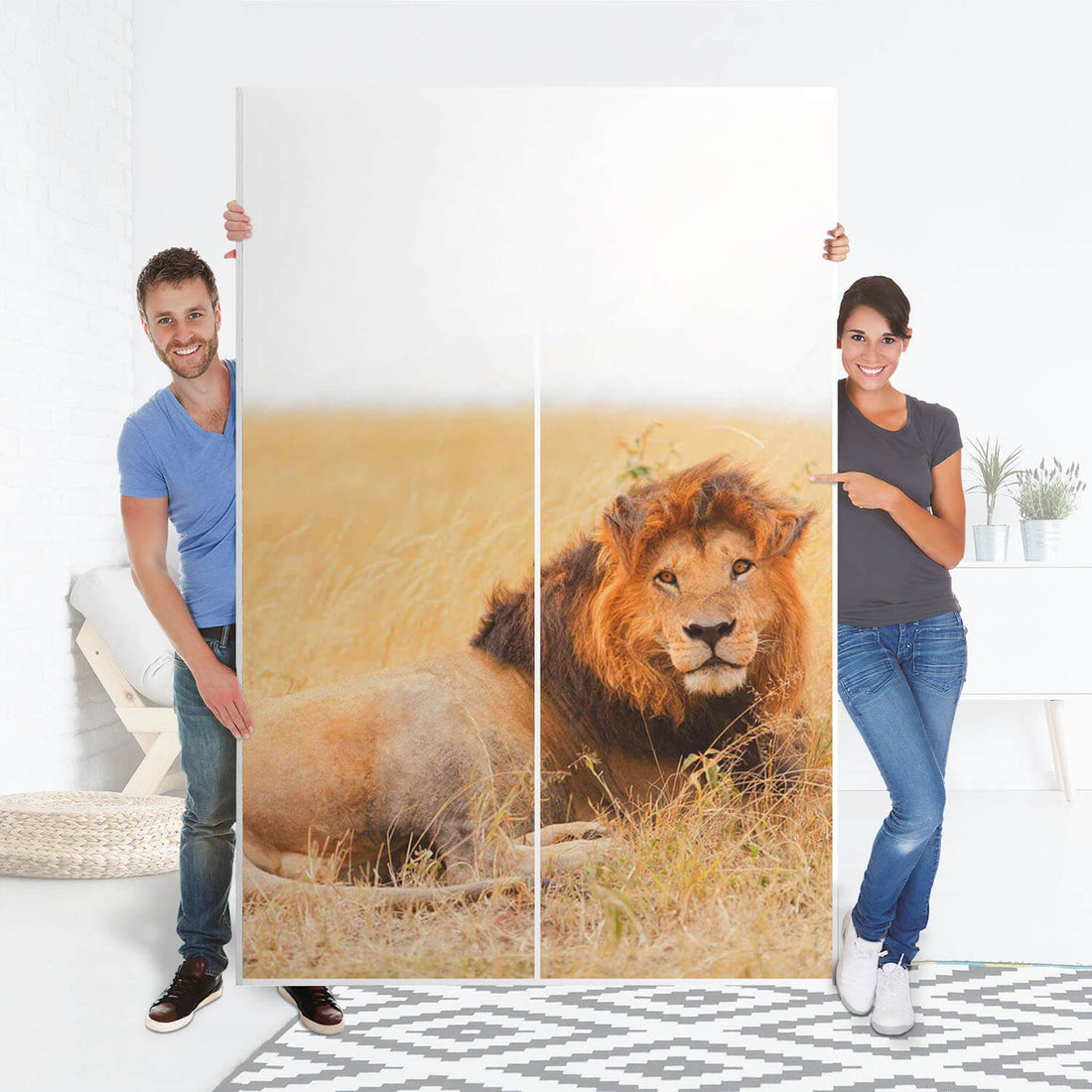 Möbelfolie IKEA Lion King - IKEA Pax Schrank 236 cm Höhe - Schiebetür 75 cm - Folie