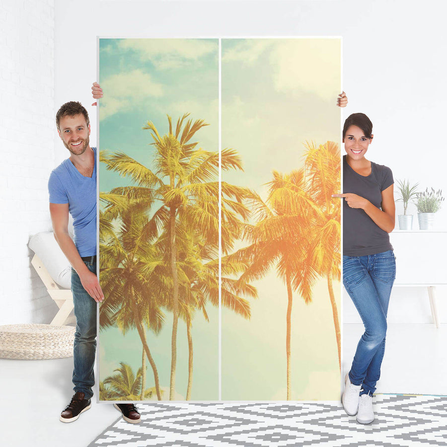 Möbelfolie IKEA Sun Flair - IKEA Pax Schrank 236 cm Höhe - Schiebetür 75 cm - Folie