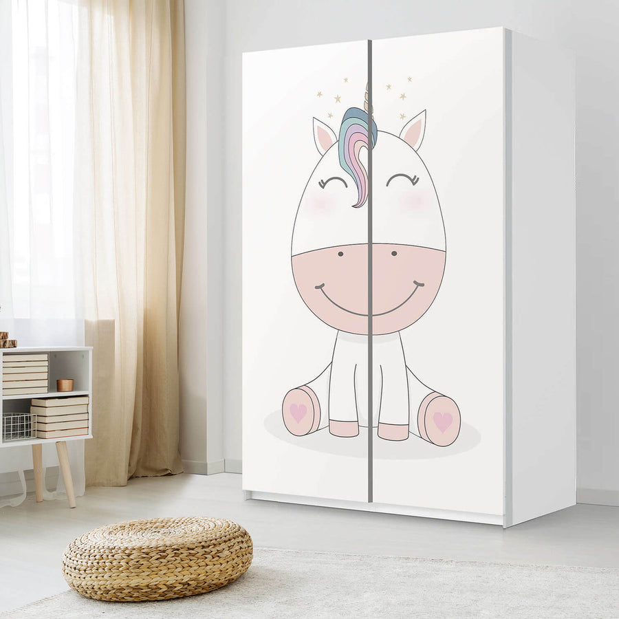 Möbelfolie IKEA Baby Unicorn - IKEA Pax Schrank 236 cm Höhe - Schiebetür 75 cm - Kinderzimmer