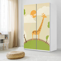 Möbelfolie IKEA Mountain Giraffe - IKEA Pax Schrank 236 cm Höhe - Schiebetür 75 cm - Kinderzimmer