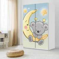 Möbelfolie IKEA Teddy und Mond - IKEA Pax Schrank 236 cm Höhe - Schiebetür 75 cm - Kinderzimmer