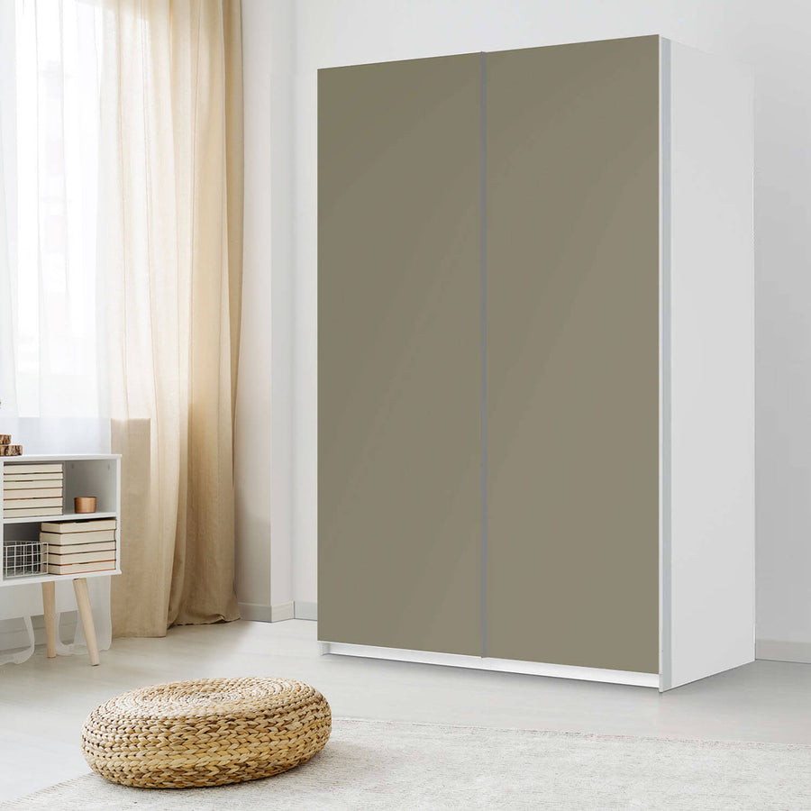 Möbelfolie IKEA Braungrau Light - IKEA Pax Schrank 236 cm Höhe - Schiebetür 75 cm - Schlafzimmer