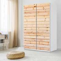 Möbelfolie IKEA Bright Planks - IKEA Pax Schrank 236 cm Höhe - Schiebetür 75 cm - Schlafzimmer