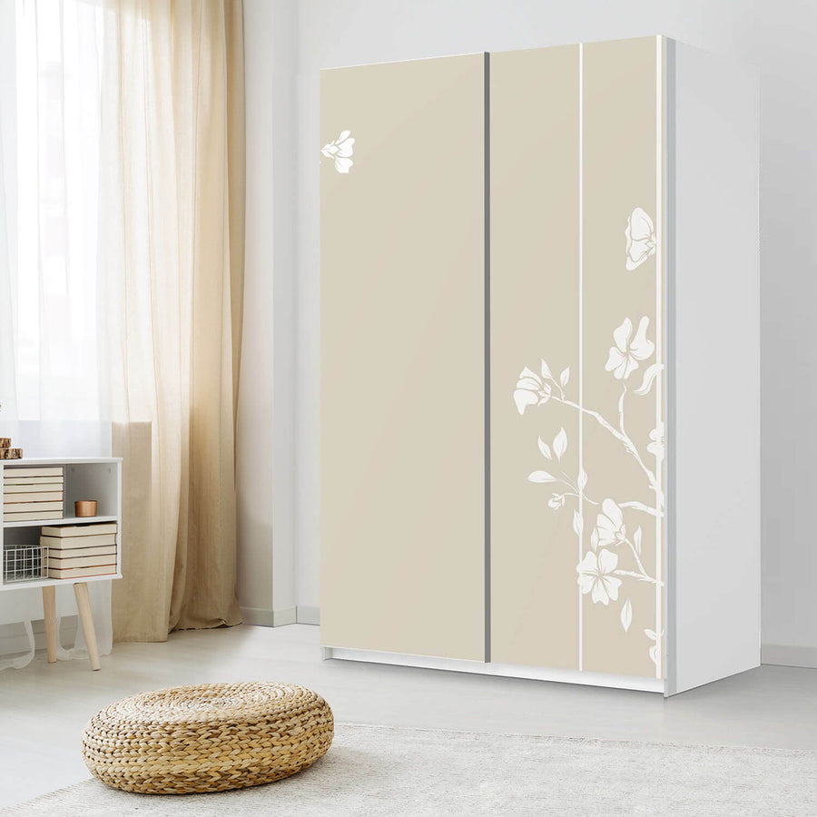 Möbelfolie IKEA Florals Plain 3 - IKEA Pax Schrank 236 cm Höhe - Schiebetür 75 cm - Schlafzimmer