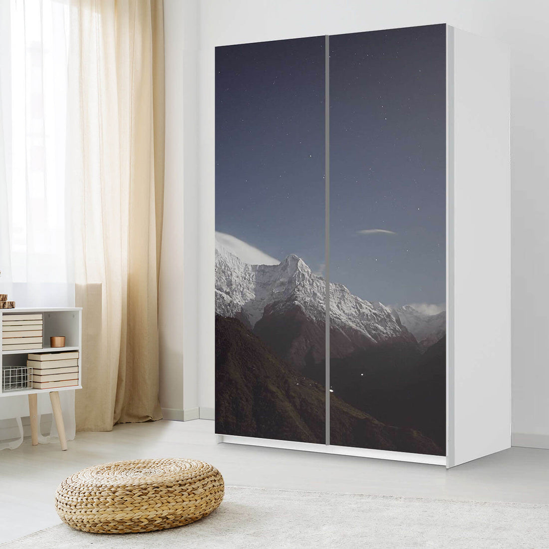 Möbelfolie IKEA Mountain Sky - IKEA Pax Schrank 236 cm Höhe - Schiebetür 75 cm - Schlafzimmer