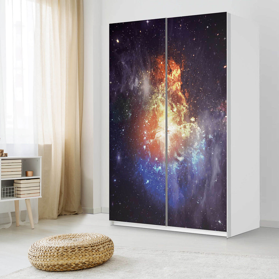 Möbelfolie IKEA Nebula - IKEA Pax Schrank 236 cm Höhe - Schiebetür 75 cm - Schlafzimmer