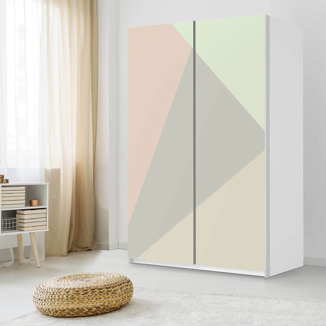 Möbelfolie IKEA Pastell Geometrik - IKEA Pax Schrank 236 cm Höhe - Schiebetür 75 cm - Schlafzimmer