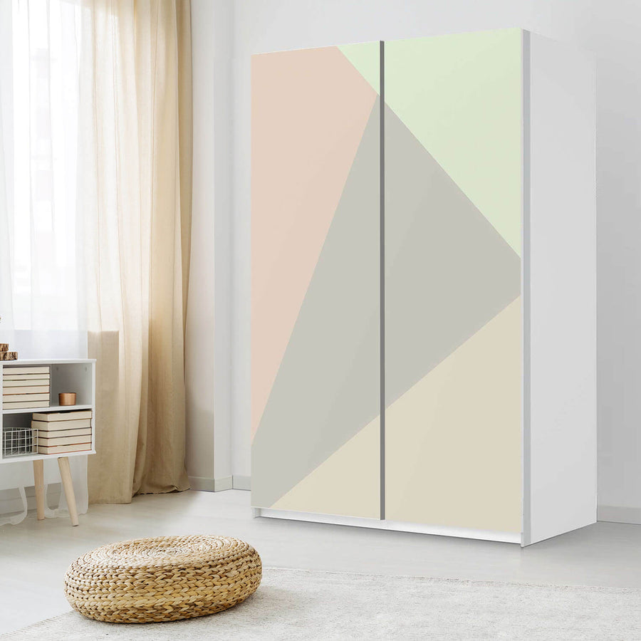 Möbelfolie IKEA Pastell Geometrik - IKEA Pax Schrank 236 cm Höhe - Schiebetür 75 cm - Schlafzimmer