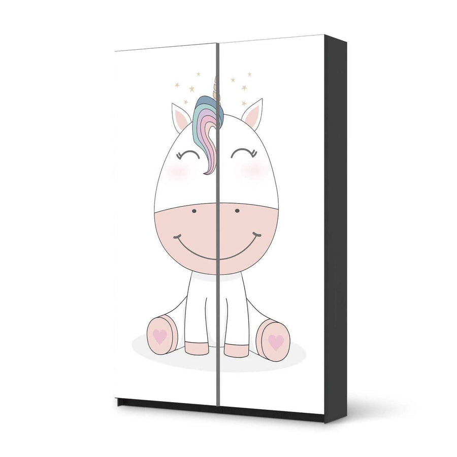 Möbelfolie IKEA Baby Unicorn - IKEA Pax Schrank 236 cm Höhe - Schiebetür 75 cm - schwarz