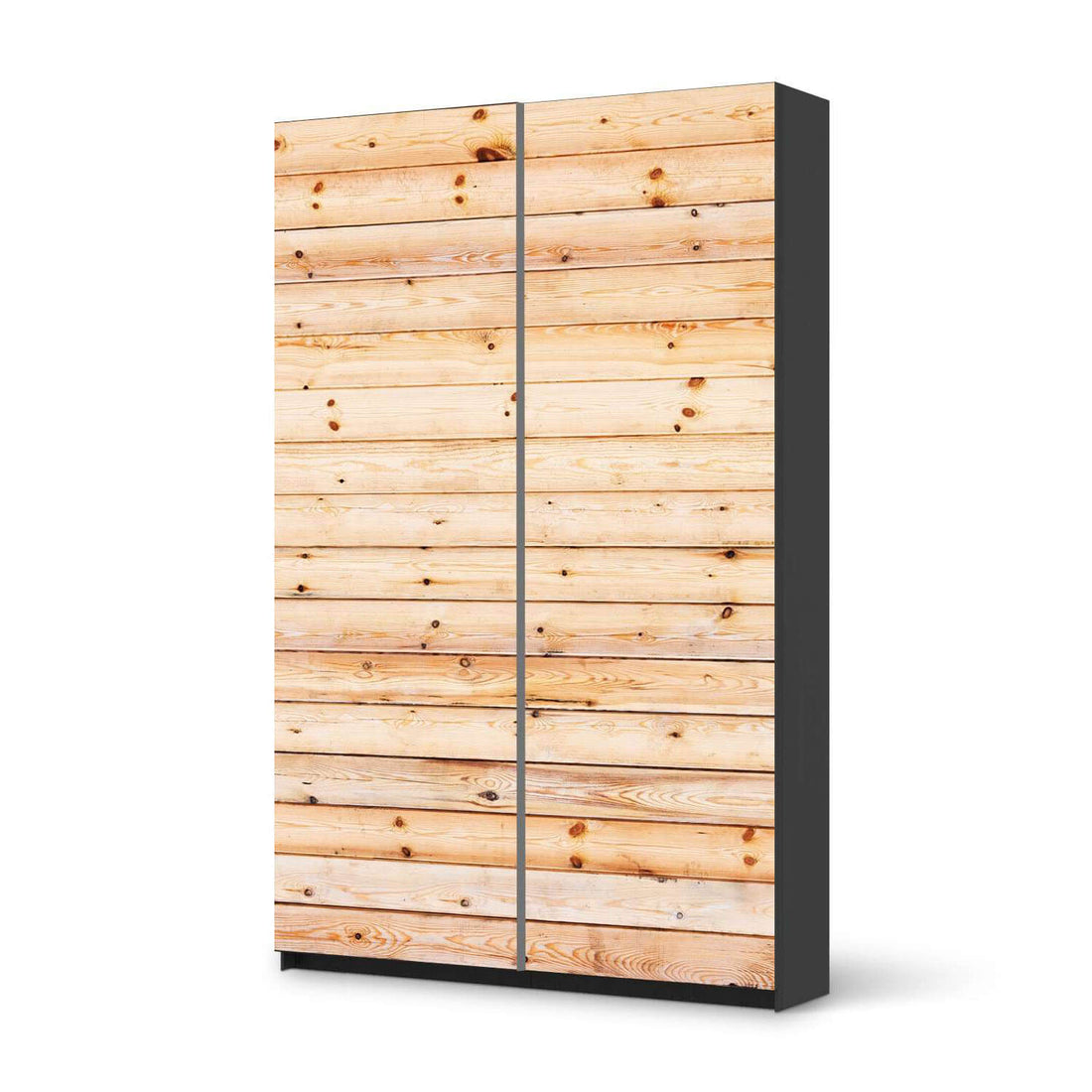 Möbelfolie IKEA Bright Planks - IKEA Pax Schrank 236 cm Höhe - Schiebetür 75 cm - schwarz