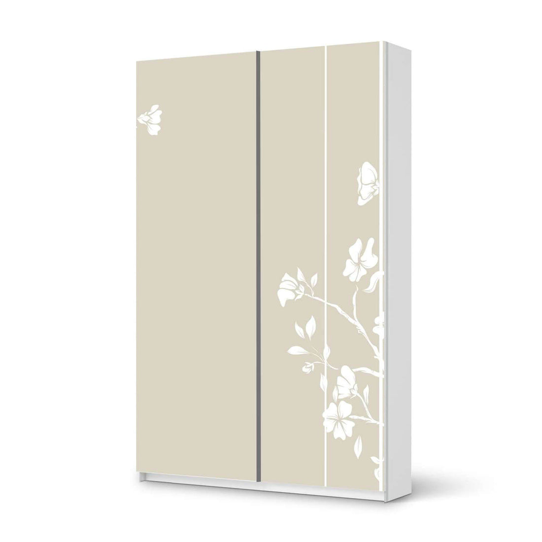 Möbelfolie IKEA Florals Plain 3 - IKEA Pax Schrank 236 cm Höhe - Schiebetür 75 cm - weiss