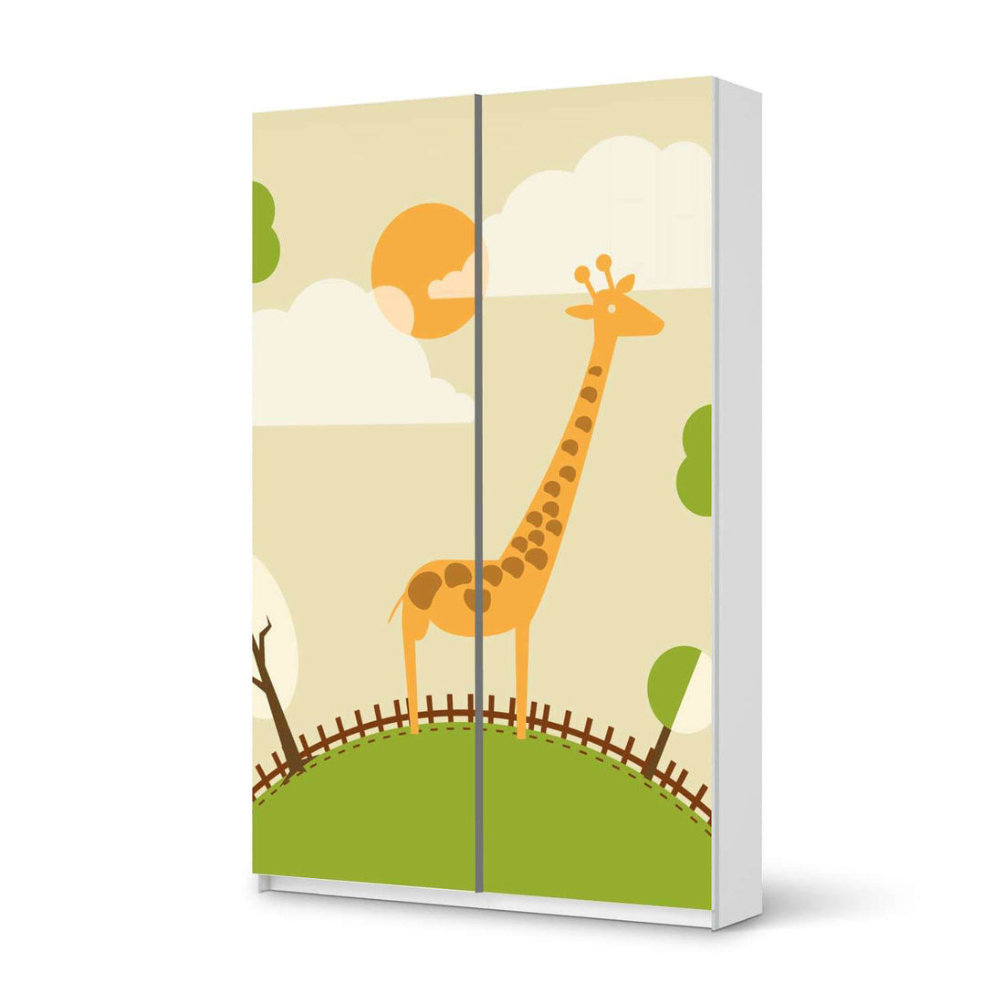 Möbelfolie IKEA Mountain Giraffe - IKEA Pax Schrank 236 cm Höhe - Schiebetür 75 cm - weiss