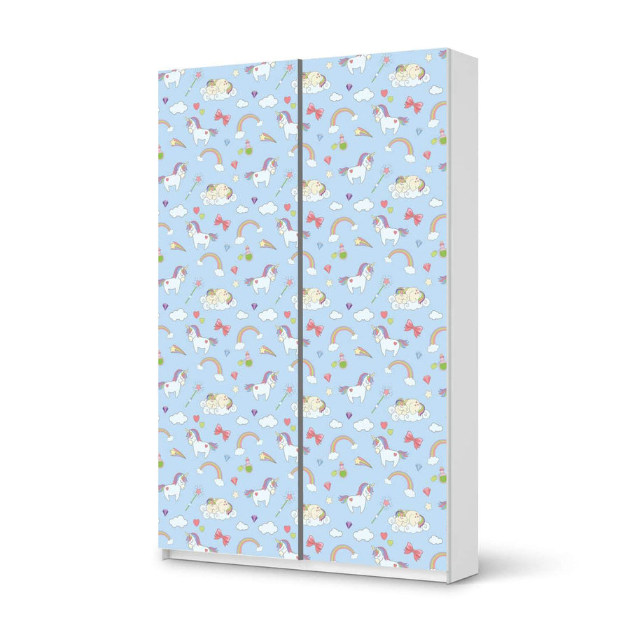 Möbelfolie IKEA Rainbow Unicorn - IKEA Pax Schrank 236 cm Höhe - Schiebetür 75 cm - weiss