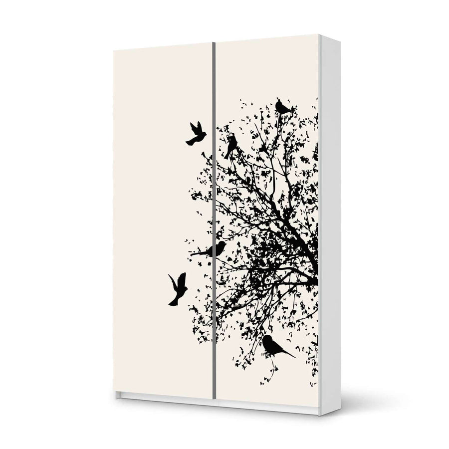 Möbelfolie IKEA Tree and Birds 2 - IKEA Pax Schrank 236 cm Höhe - Schiebetür 75 cm - weiss