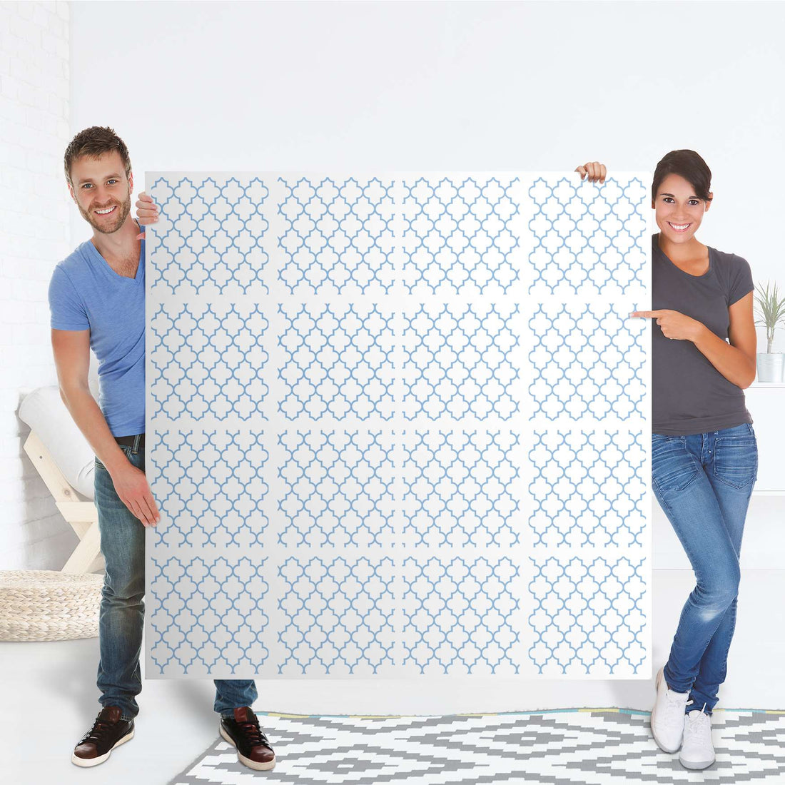Retro - creatisto Regal Design: Blau - IKEA Möbelfolie – 16 Kallax Türen Pattern