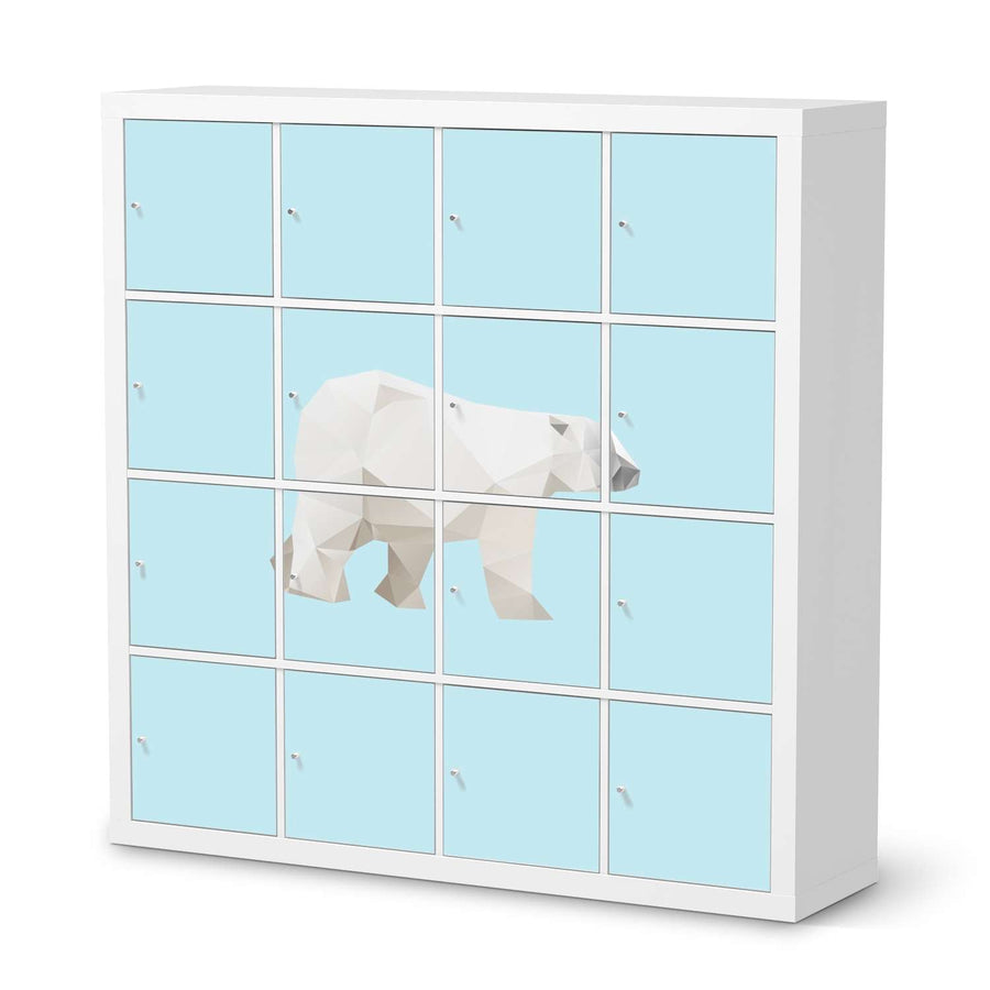 Möbelfolie Origami Polar Bear - IKEA Kallax Regal 16 Türen  - weiss