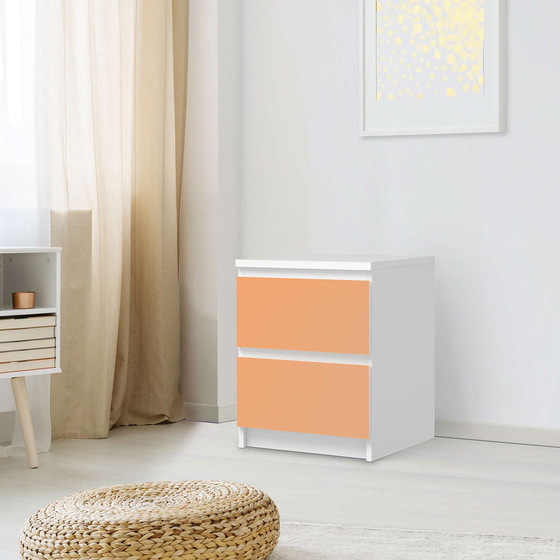 Möbelfolie Orange Light - IKEA Malm Kommode 2 Schubladen - Schlafzimmer