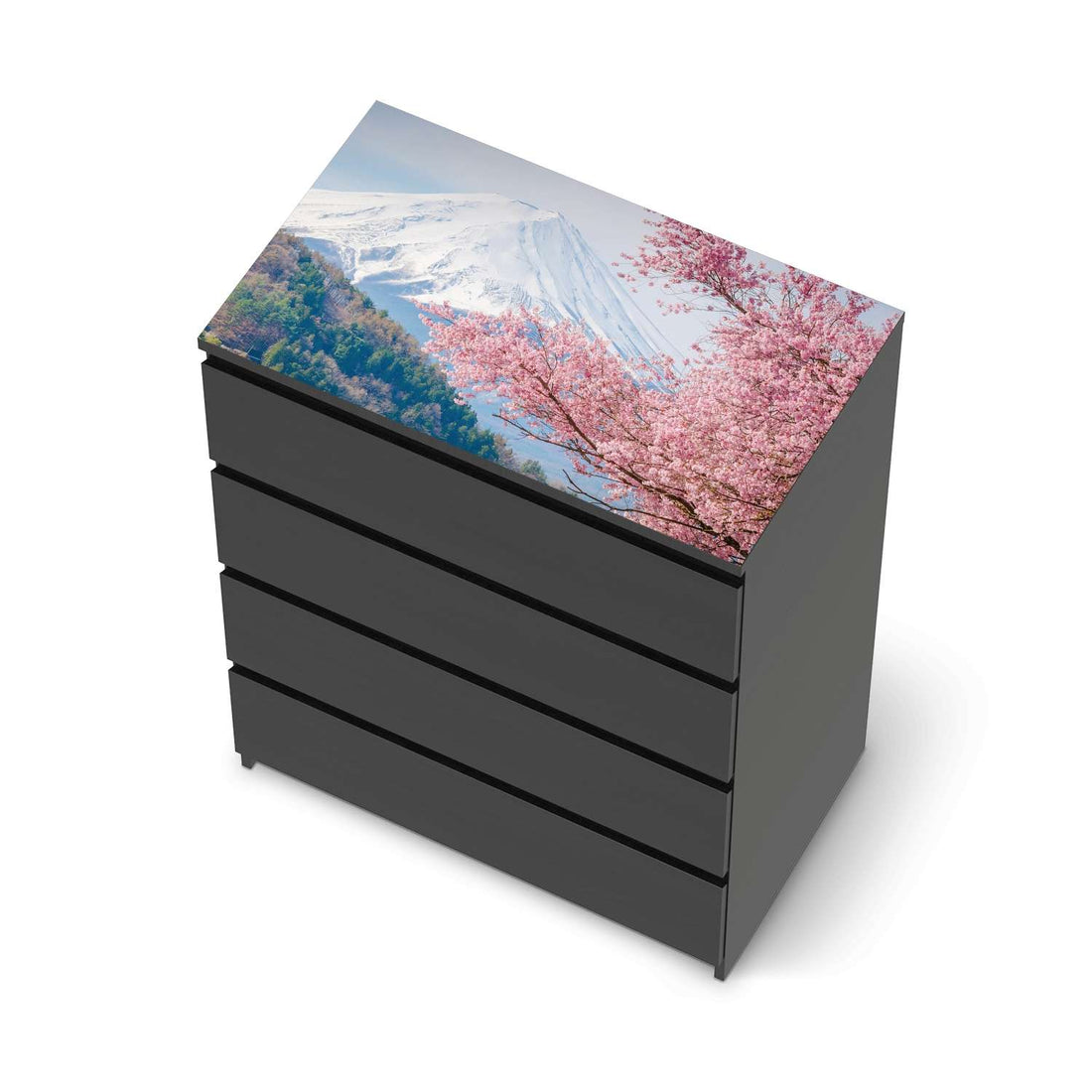 Möbelfolie Mount Fuji - IKEA Malm Kommode 4 Schubladen [oben] - schwarz