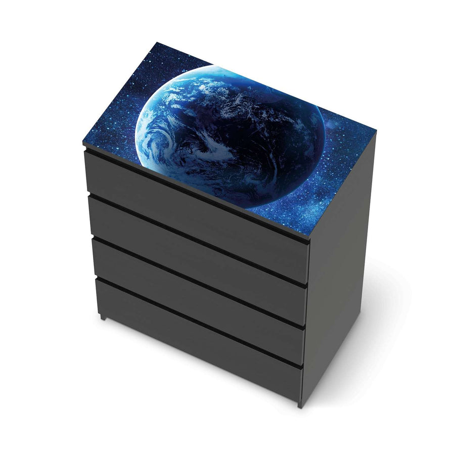 Möbelfolie Planet Blue - IKEA Malm Kommode 4 Schubladen [oben] - schwarz