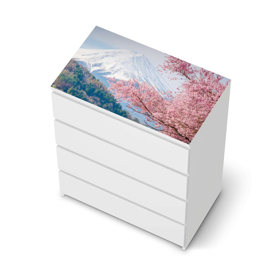 Möbelfolie Mount Fuji - IKEA Malm Kommode 4 Schubladen [oben] - weiss