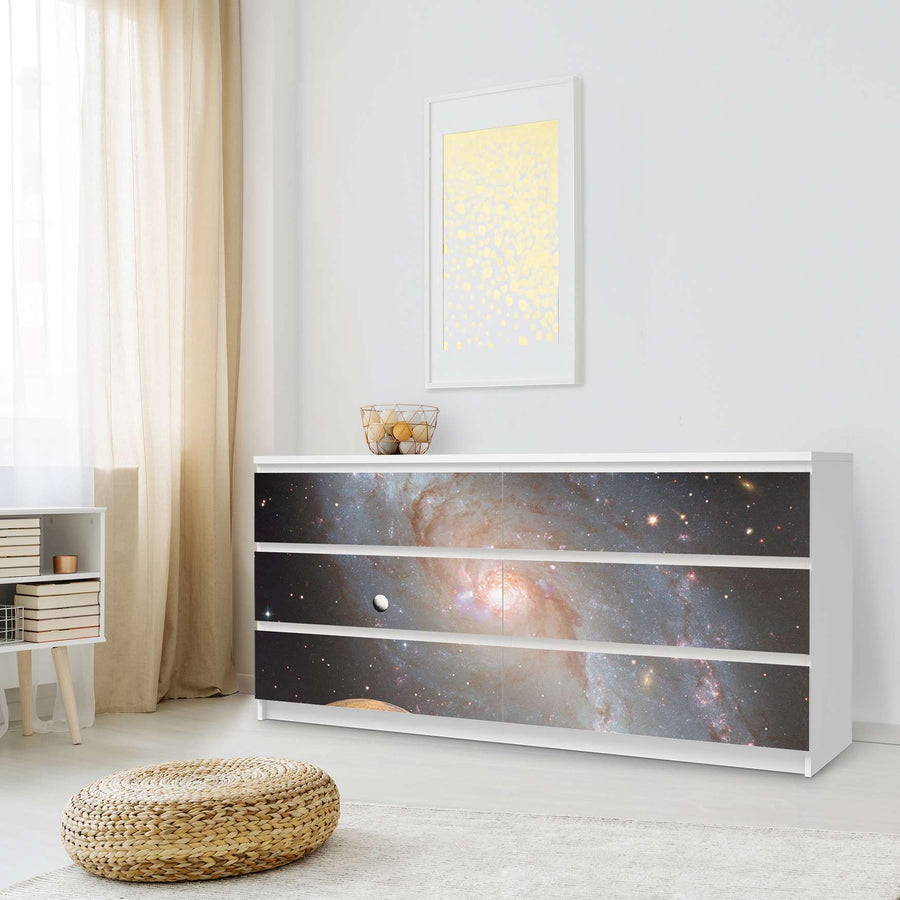 Möbelfolie Milky Way - IKEA Malm Kommode 6 Schubladen (breit) - Schlafzimmer