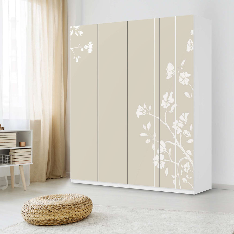 Möbelfolie Florals Plain 3 - IKEA Pax Schrank 236 cm Höhe - 4 Türen - Schlafzimmer