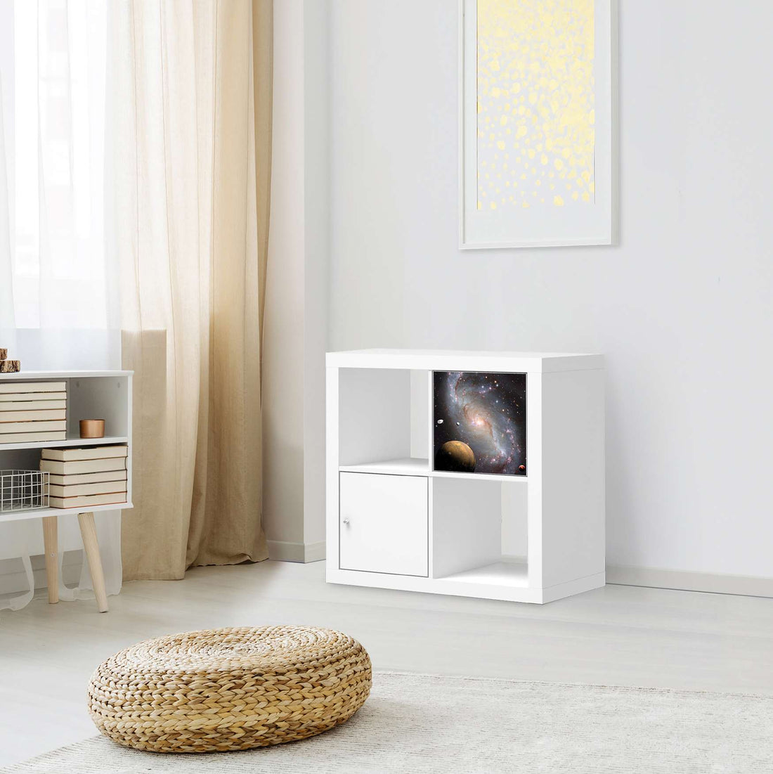 Selbstklebende Folie Milky Way - IKEA Kallax Regal 1 Türe - Wohnzimmer