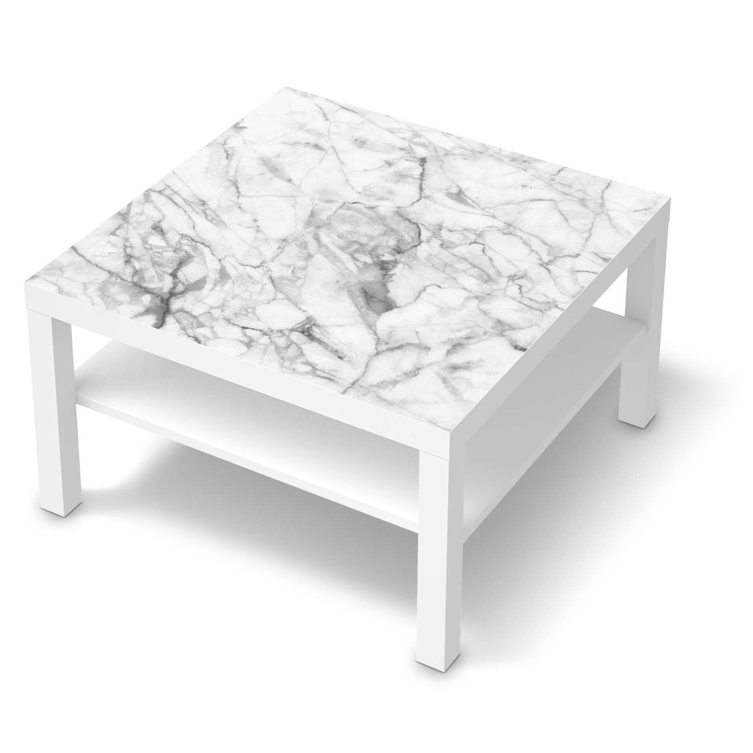 Selbstklebende Folie - Lack Tisch 78x78 cm (IKEA) - Marmor weiß – creatisto