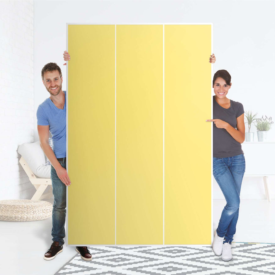 Selbstklebende Folie Gelb Light - IKEA Pax Schrank 236 cm Höhe - 3 Türen - Folie